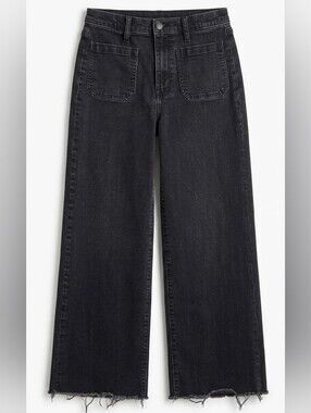 BANANA REPUBLIC High Rise Wide Leg Raw Hem Black Jeans | Size 29